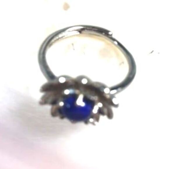 Lapis Flower Ring - Adjustable - Picture 2 of 5